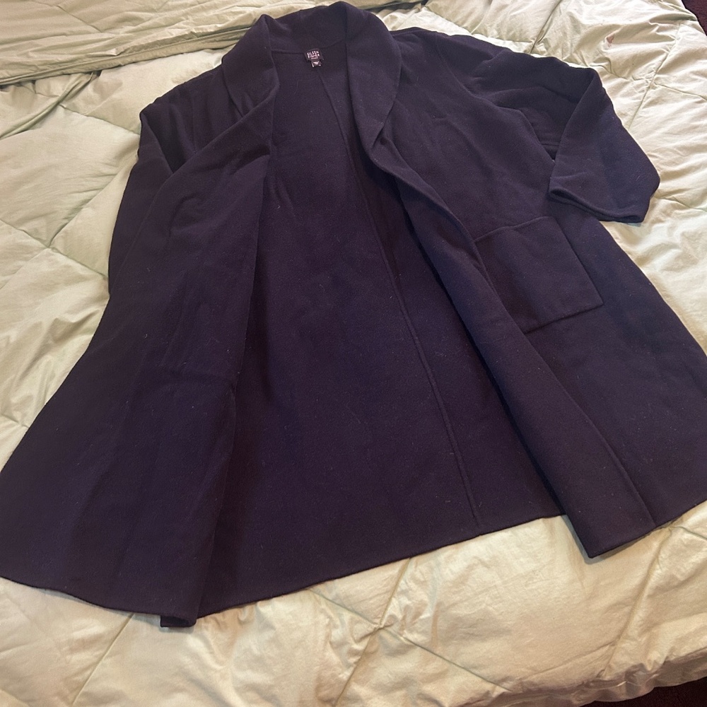 EILEEN FISHER Long open front Coat, Shawl Collar, wool/Cashmere +